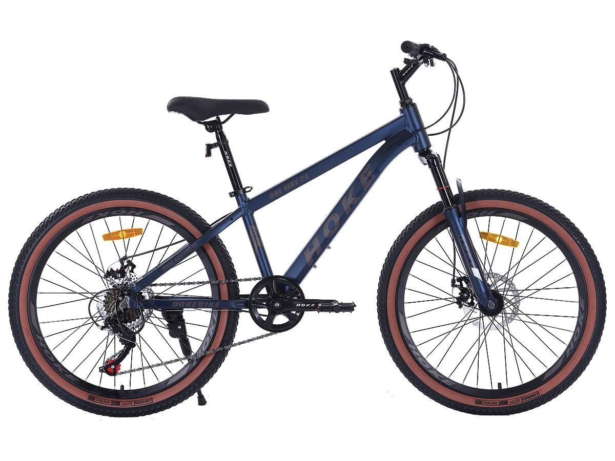 HOKE ONE WAY 24 матовый синий-коричневый Алюминиевая рама, дисковые тормоза, втулки на промподшипниках